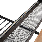 Full Size Metal Bunk Bed with Built-in Desk, Light and 2 Drawers, Black