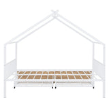 Full Size Metal House Bed with Two Drawers