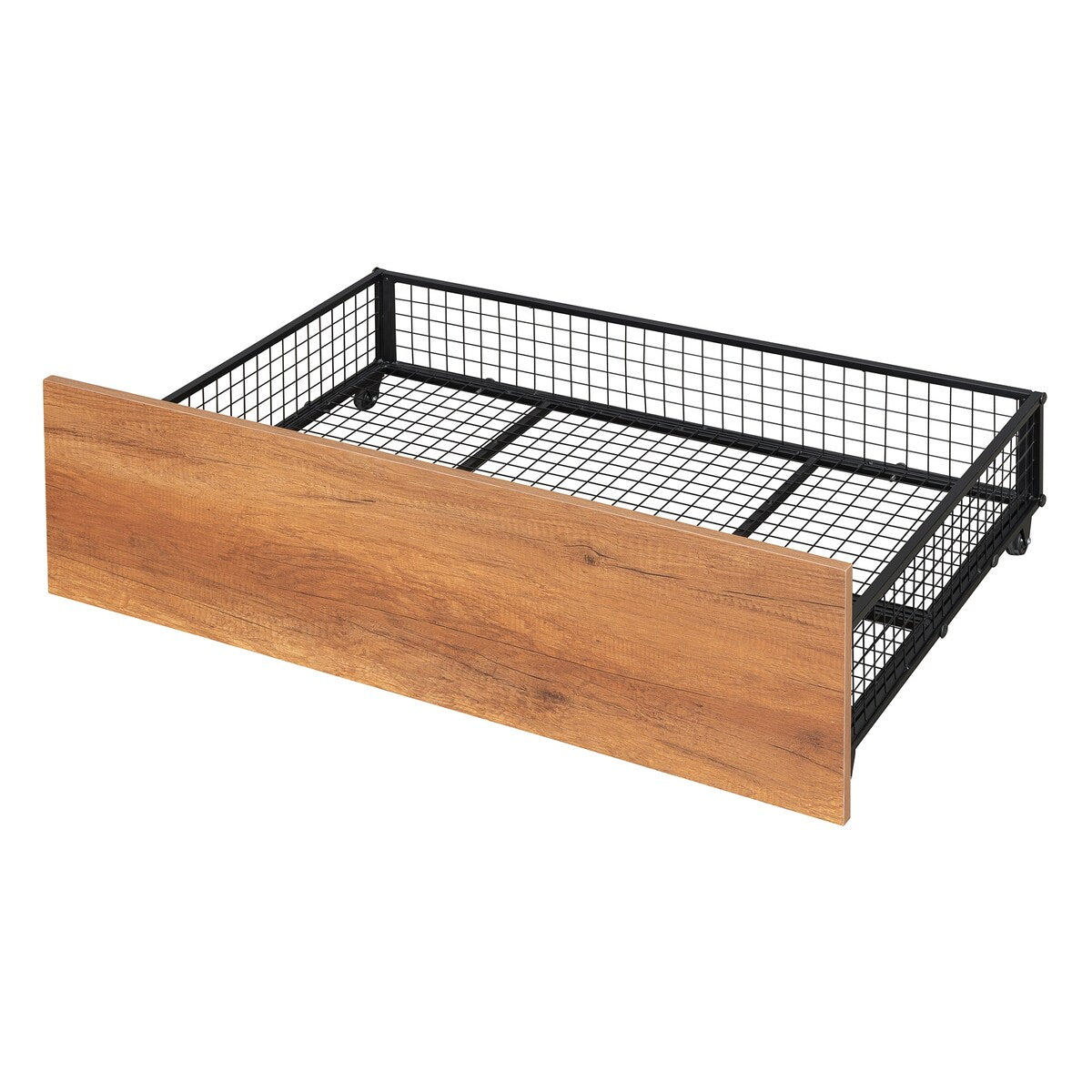 Full Size Metal House Bed with Two Drawers