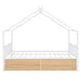 Full Size Metal House Bed with Two Drawers