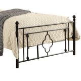 Full Size Metal Platform Bed with Quatrefoil Design Inlay, Black
