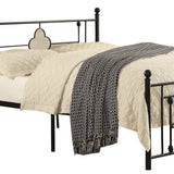 Full Size Metal Platform Bed with Quatrefoil Design Inlay, Black
