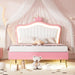 Full/Queen Size Modern Upholstered Princess Bed With Crown Headboard And LED Lights
