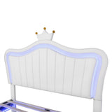 Full/Queen Size Modern Upholstered Princess Bed With Crown Headboard And LED Lights