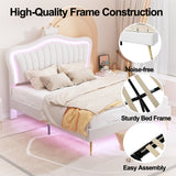 Full/Queen Size Modern Upholstered Princess Bed With Crown Headboard And LED Lights