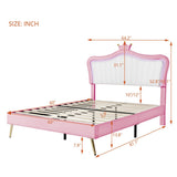 Full/Queen Size Modern Upholstered Princess Bed With Crown Headboard And LED Lights
