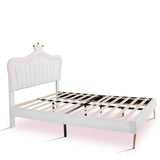 Full/Queen Size Modern Upholstered Princess Bed With Crown Headboard And LED Lights