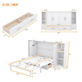 Full Size Murphy Bed with Shelves, Drawers and USB Ports