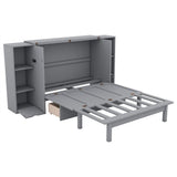 Full Size Murphy Bed with Shelves, Drawers and USB Ports