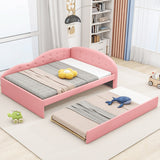 Full Size PU Leather Upholstered Tufted Daybed with Trundle