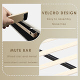 Platform Bed Frame with Fabric Upholstered Headboard and Wooden Slats