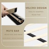 Platform Bed Frame with Fabric Upholstered Headboard and Wooden Slats