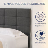 Platform Bed Frame with Fabric Upholstered Headboard and Wooden Slats