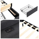 Full Size Platform Bed Frame with Storage and USB Charging Stations