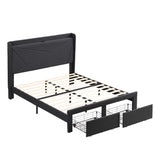 Full Size Platform Bed Frame with Storage and USB Charging Stations