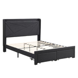 Full Size Platform Bed Frame with Storage and USB Charging Stations