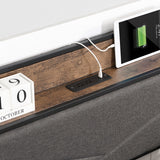 Full-Size Platform Bed Frame, Four-Compartment Storage Drawers and Storage Headboard with Charging Station, Easy to Assemble