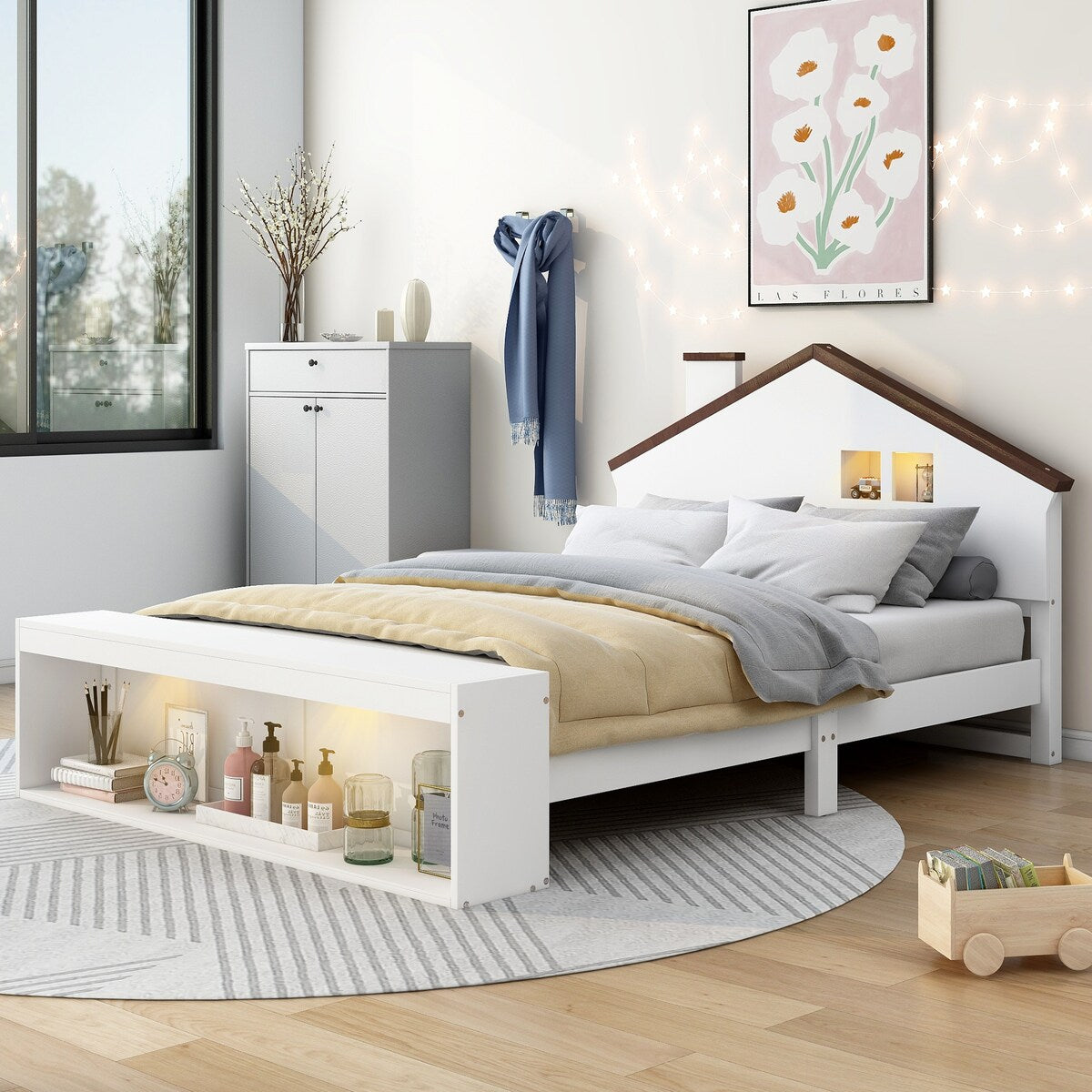 Full Size Platform Bed With LED Lights