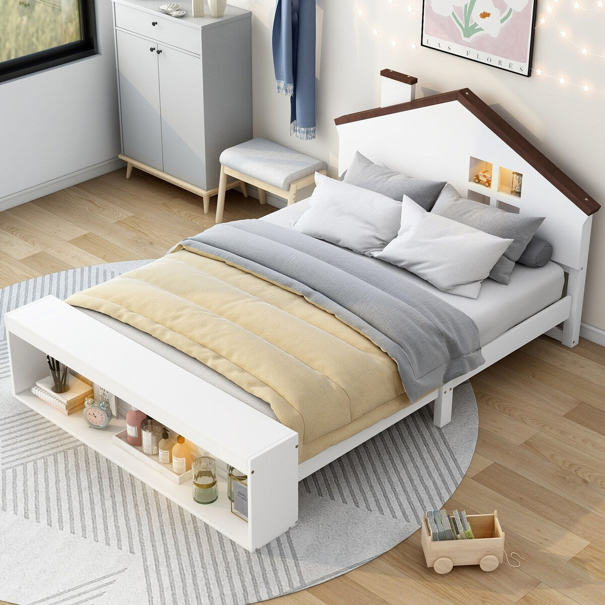 Full Size Platform Bed With LED Lights