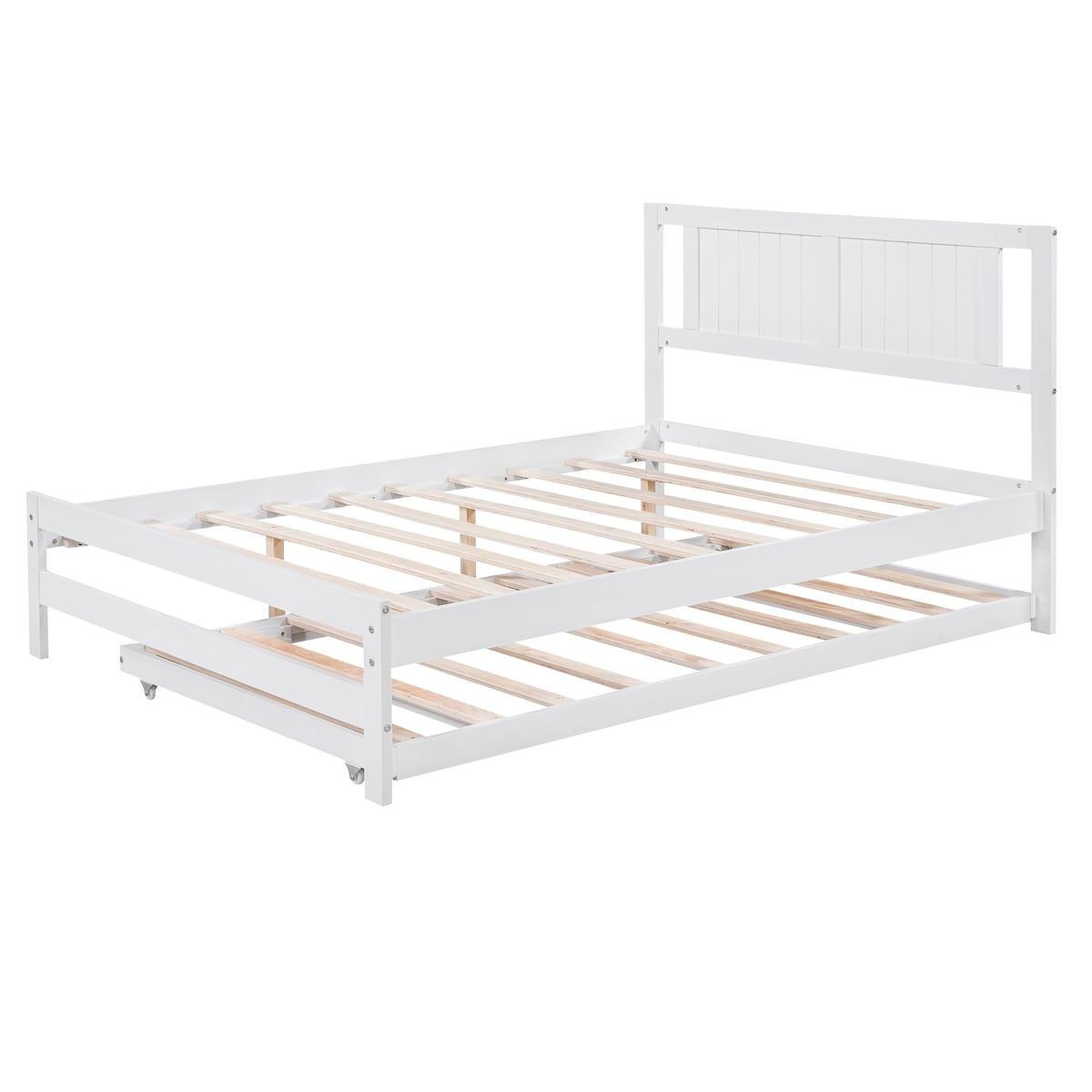 Full Size Platform Bed with Adjustable Trundle