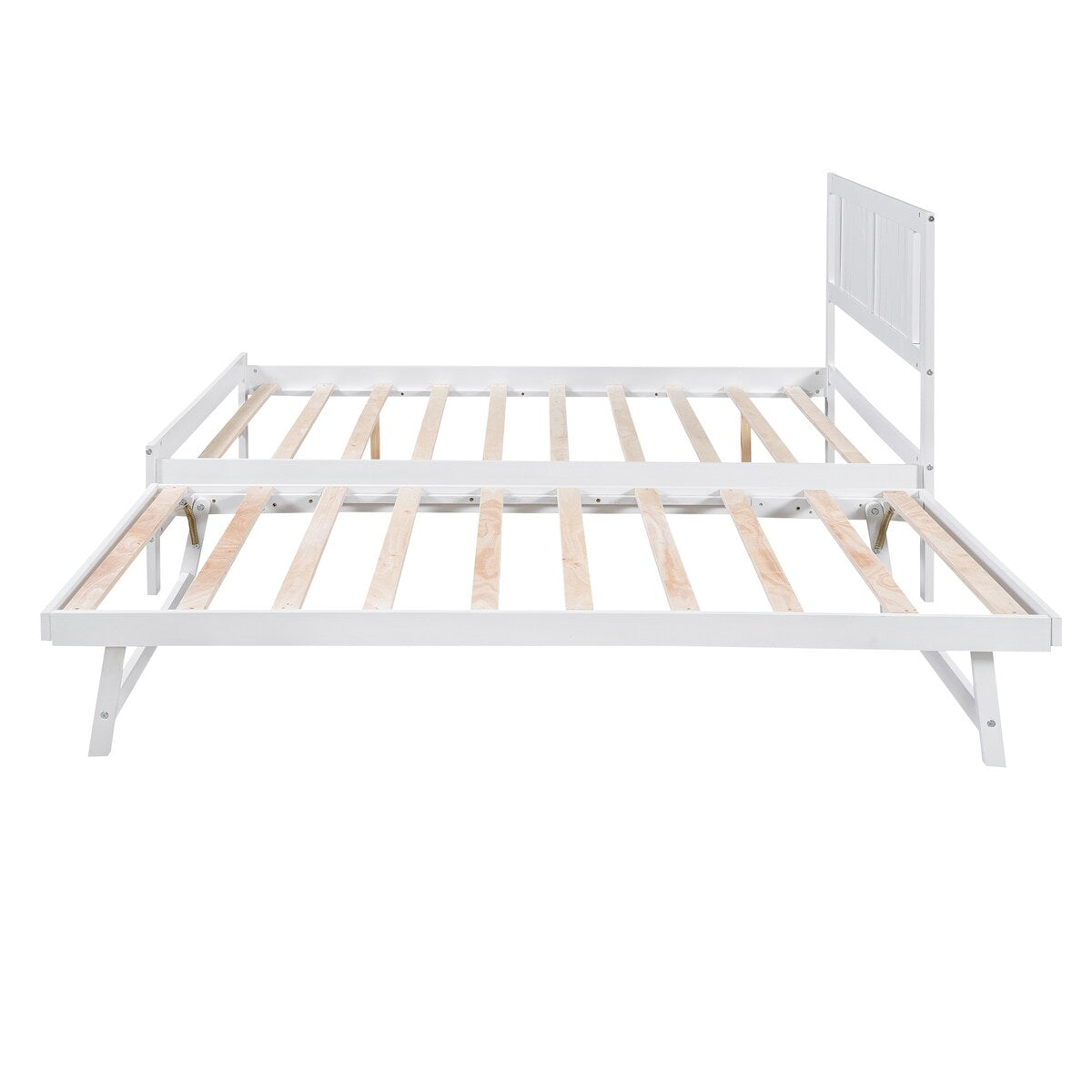 Full Size Platform Bed with Adjustable Trundle