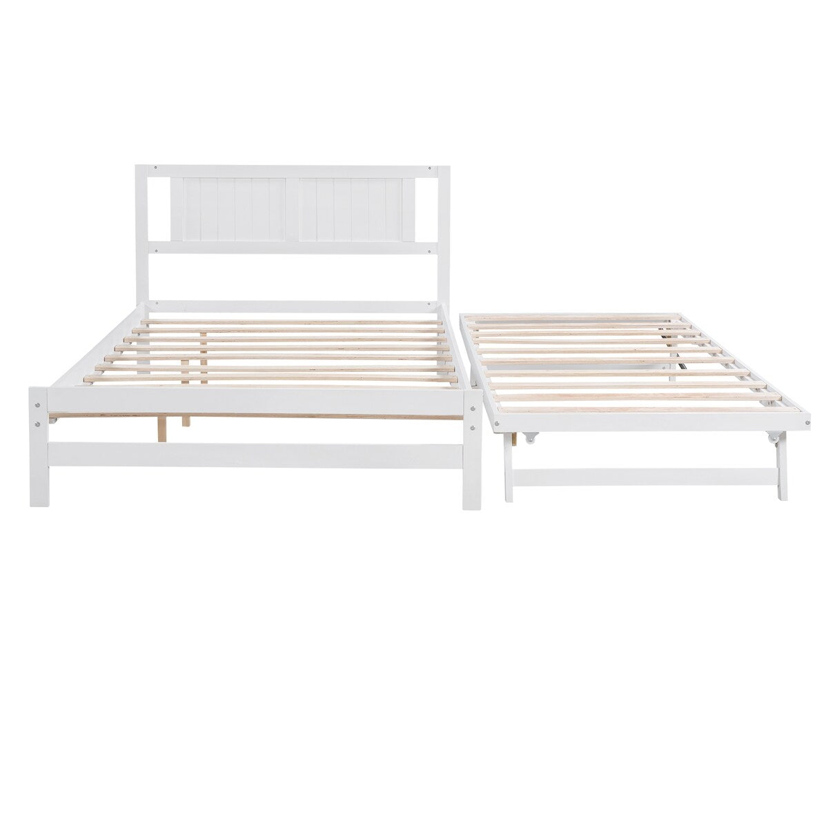Full Size Platform Bed with Adjustable Trundle