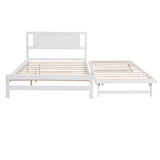 Full Size Platform Bed with Adjustable Trundle