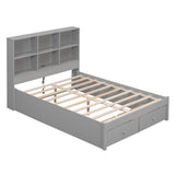 Full Size Platform Bed with Storage Headboard Charging Station and 2 Drawers