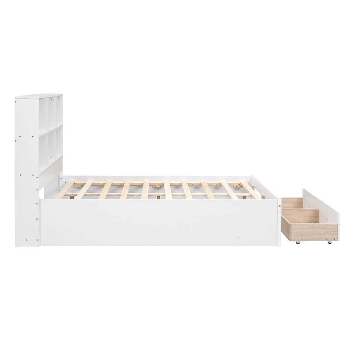 Full Size Platform Bed with Storage Headboard Charging Station and 2 Drawers