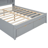 Full Size Platform Bed with Storage Headboard and 2 Drawers