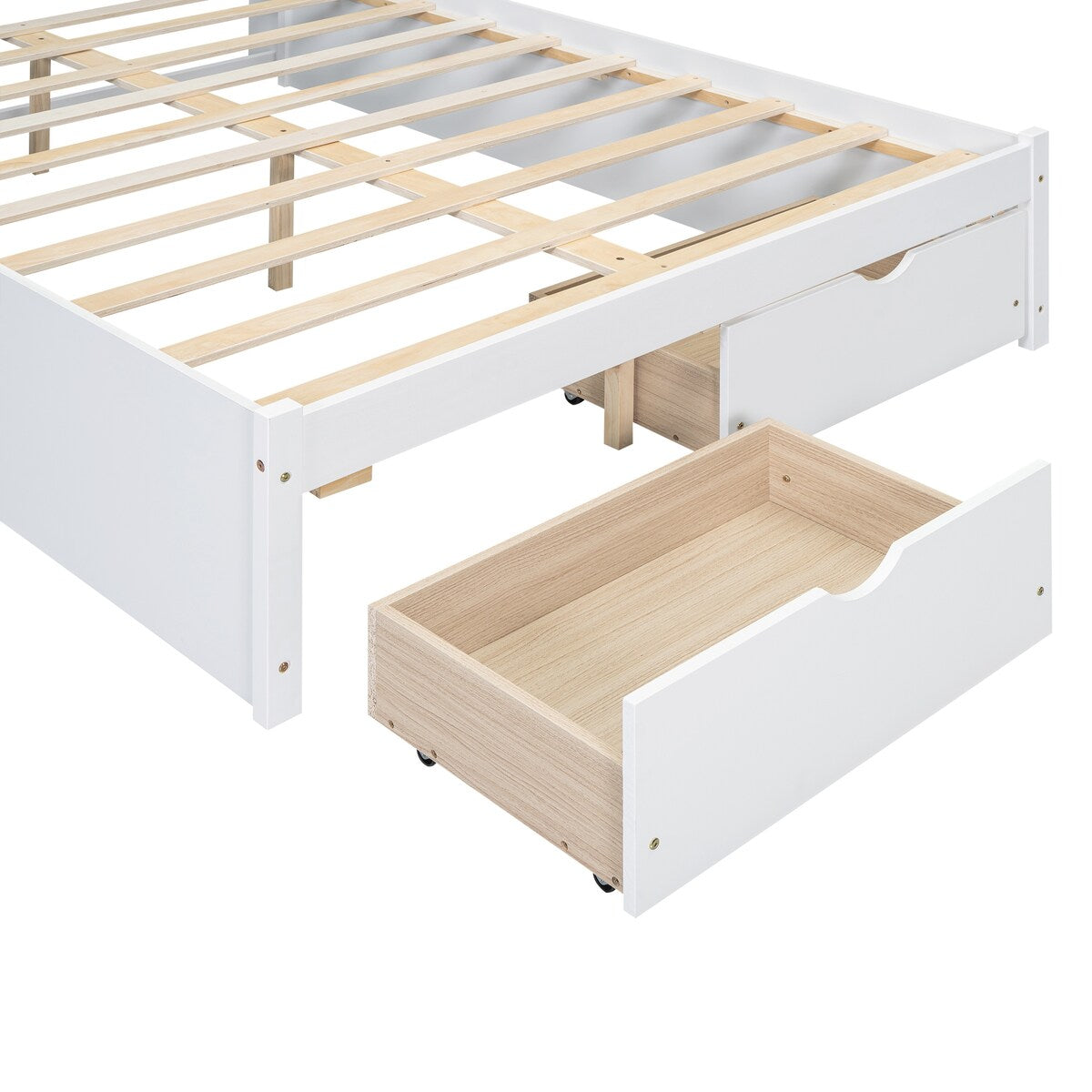 Full Size Platform Bed with Storage Headboard and 2 Drawers