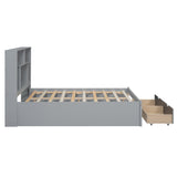 Full Size Platform Bed with Storage Headboard and 2 Drawers