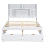 Full Size Platform Bed with Storage Headboard and 2 Drawers