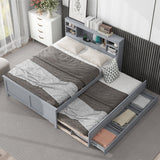 Full Size Platform Bed with Storage Headboard