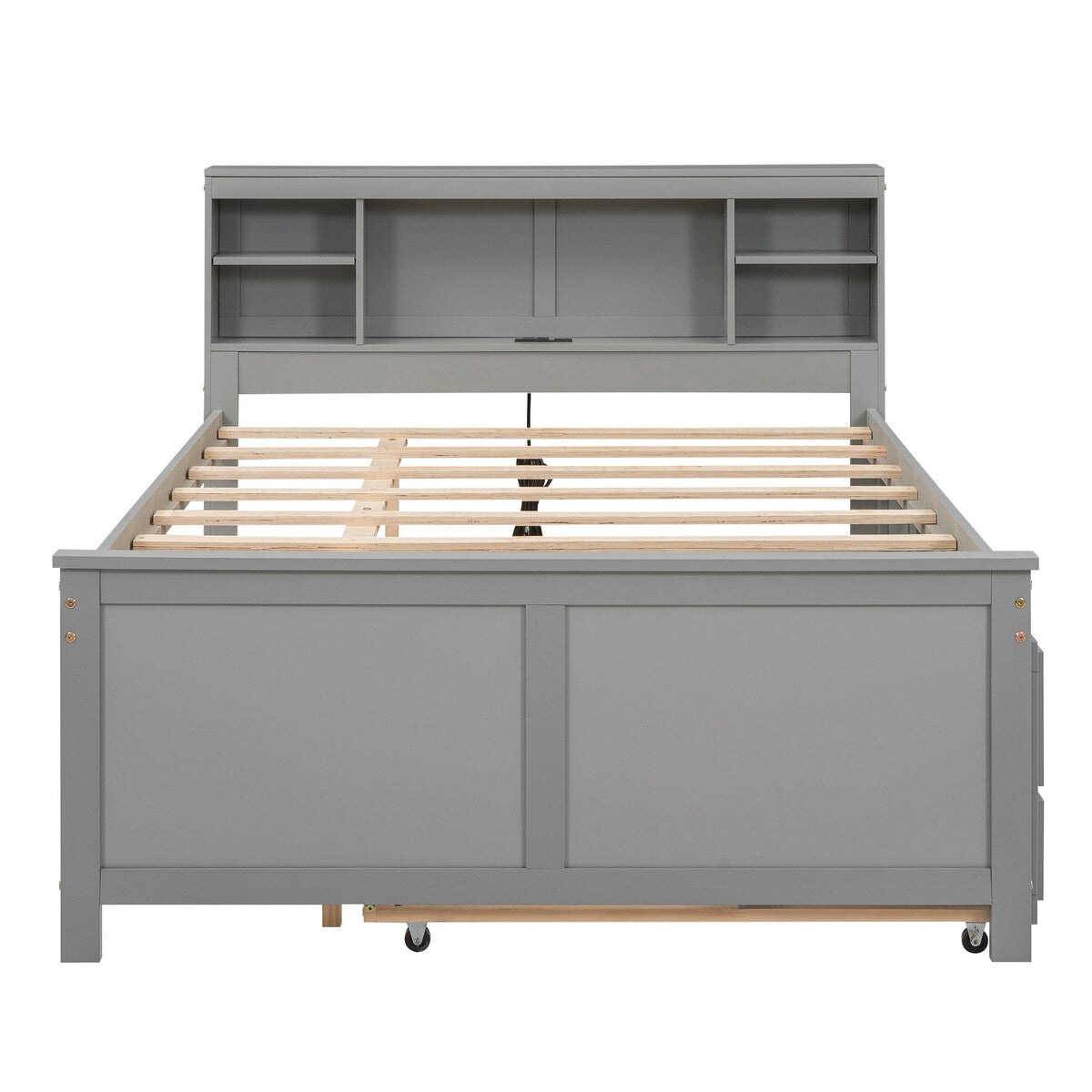 Full Size Platform Bed with Storage Headboard