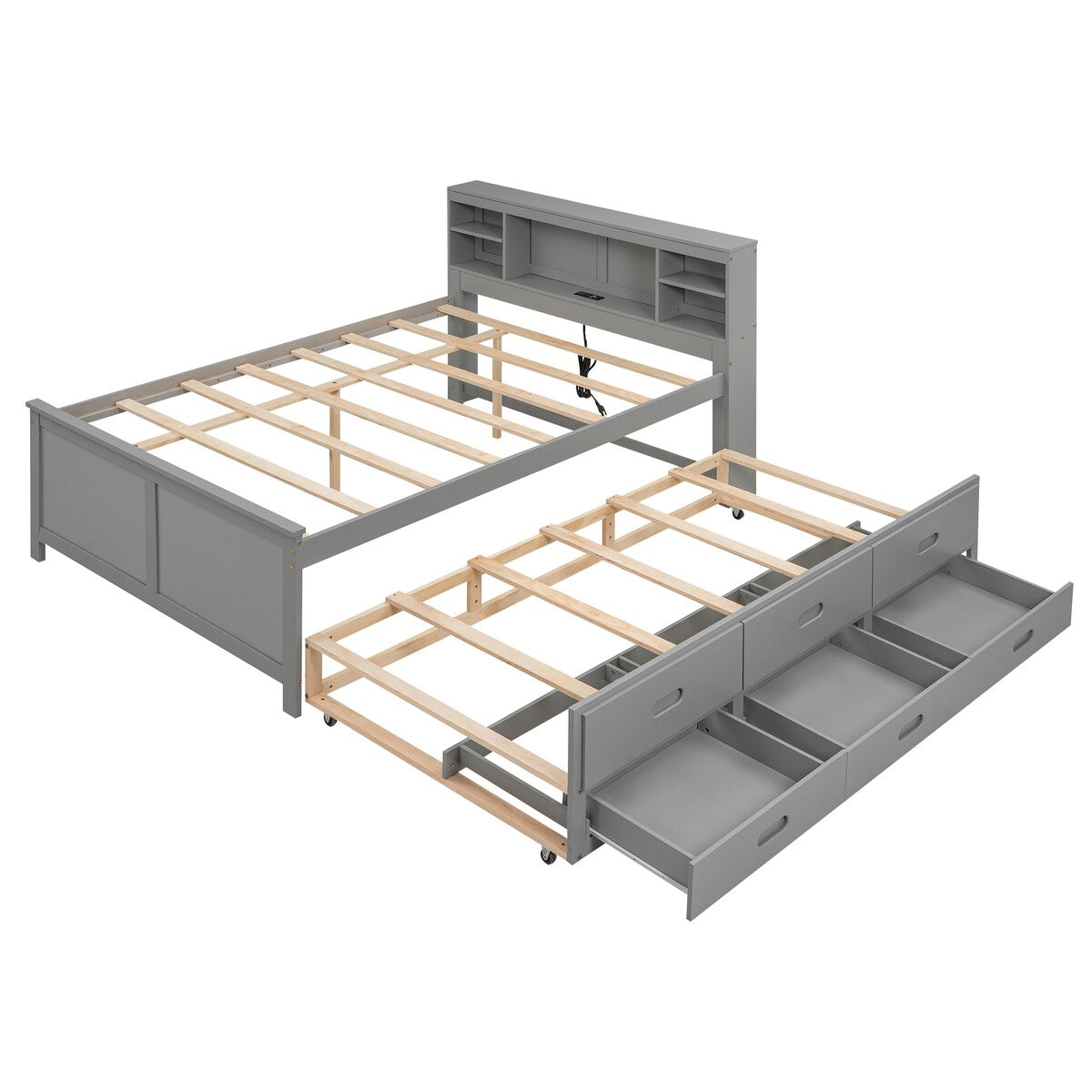 Full Size Platform Bed with Storage Headboard