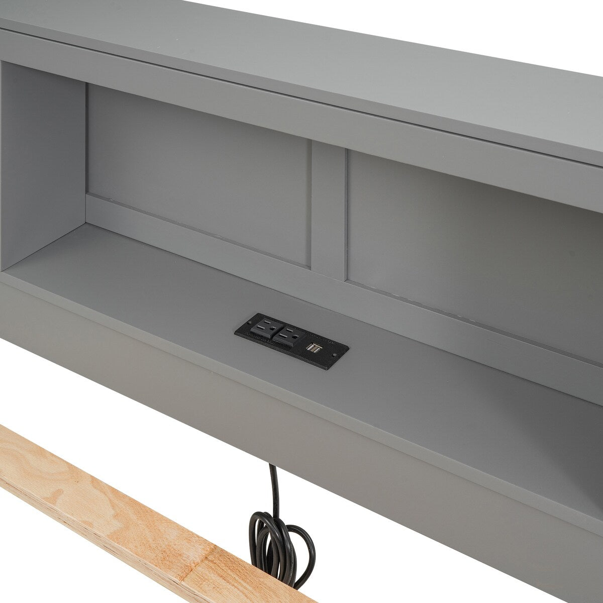 Full Size Platform Bed with Storage Headboard