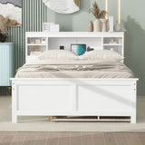 Full Size Platform Bed with Storage Headboard