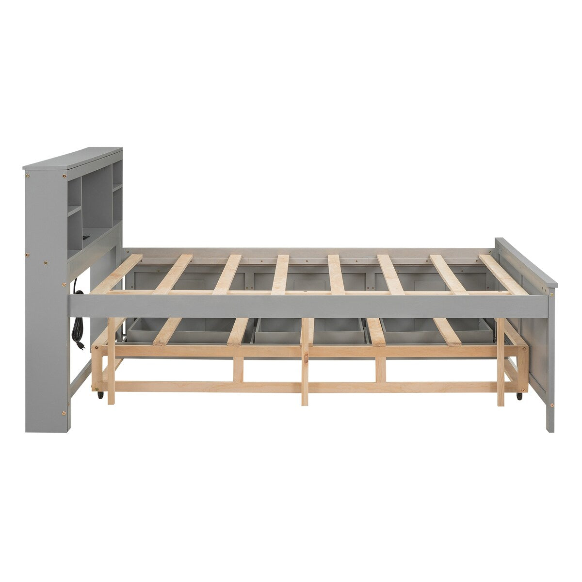 Full Size Platform Bed with Storage Headboard