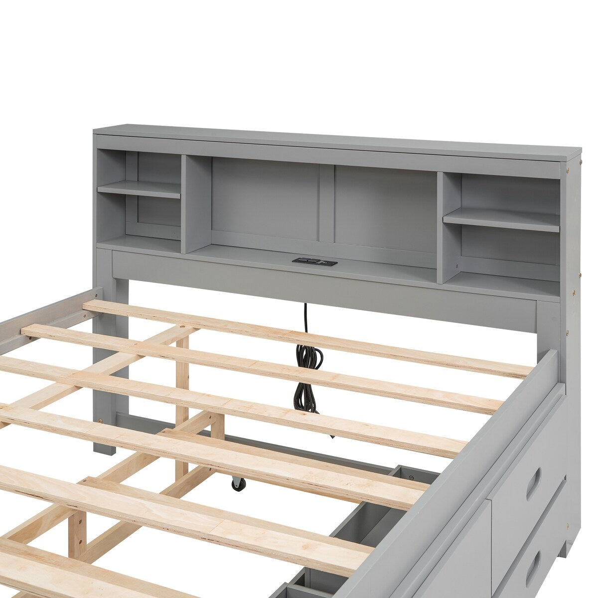 Full Size Platform Bed with Storage Headboard