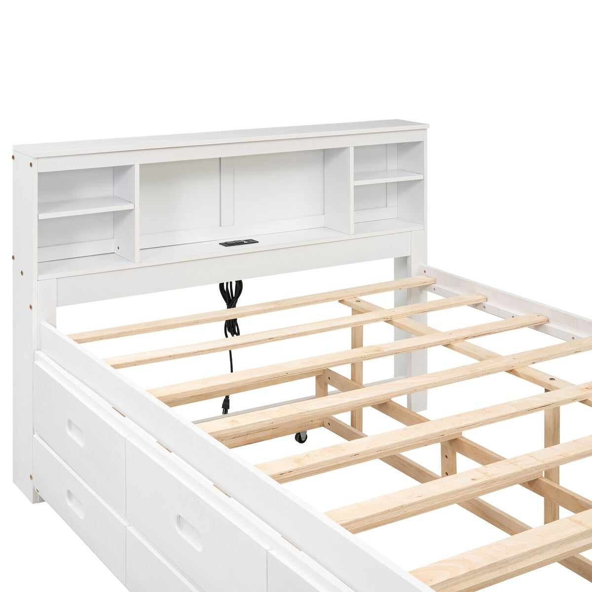 Full Size Platform Bed with Storage Headboard