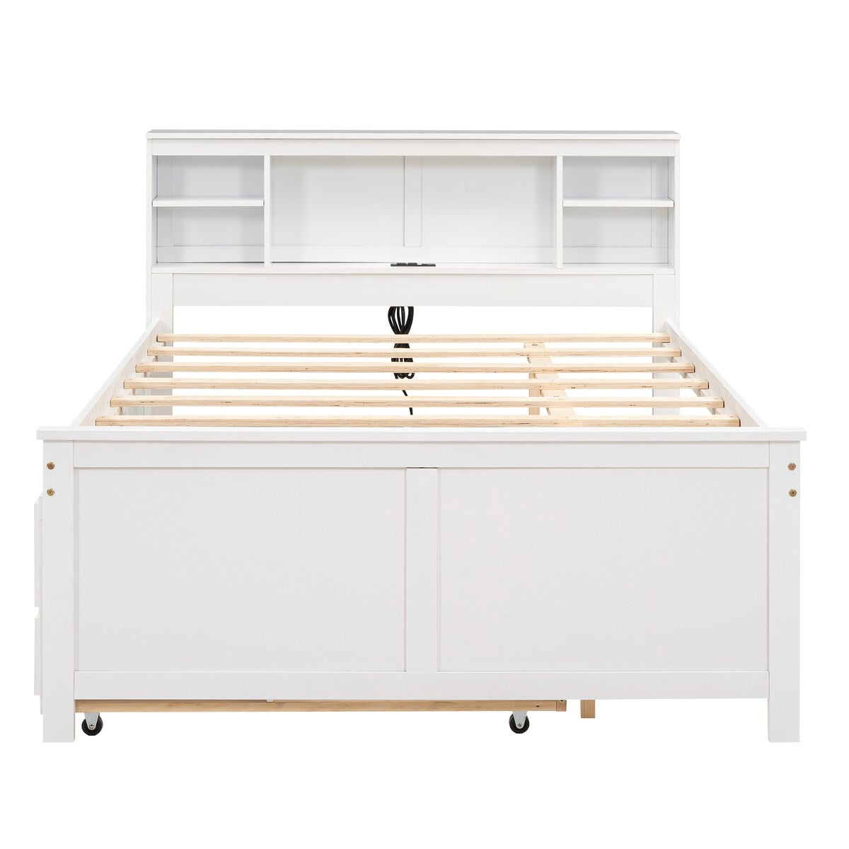 Full Size Platform Bed with Storage Headboard