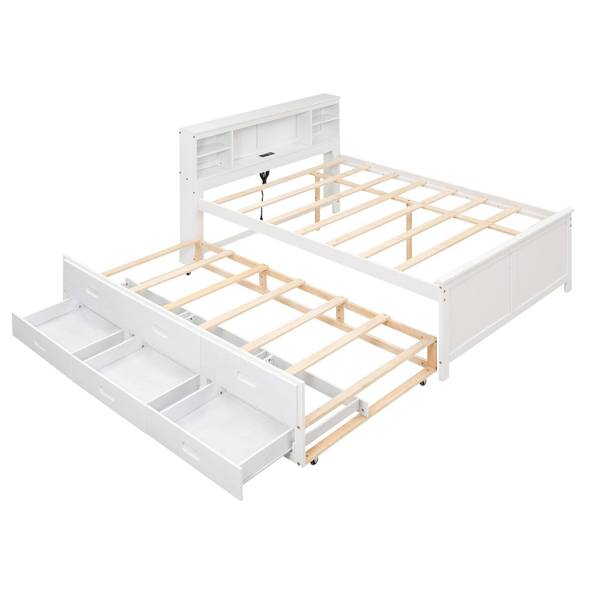 Full Size Platform Bed with Storage Headboard