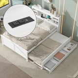 Full Size Platform Bed with Storage Headboard