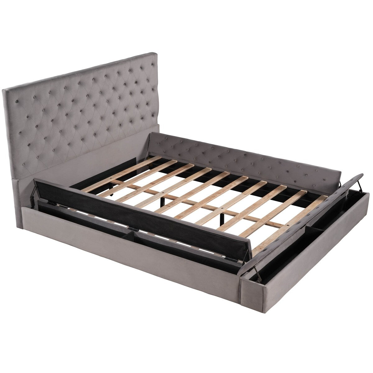 Full Size Platform Bed with Storage Space on both Sides and Footboard
