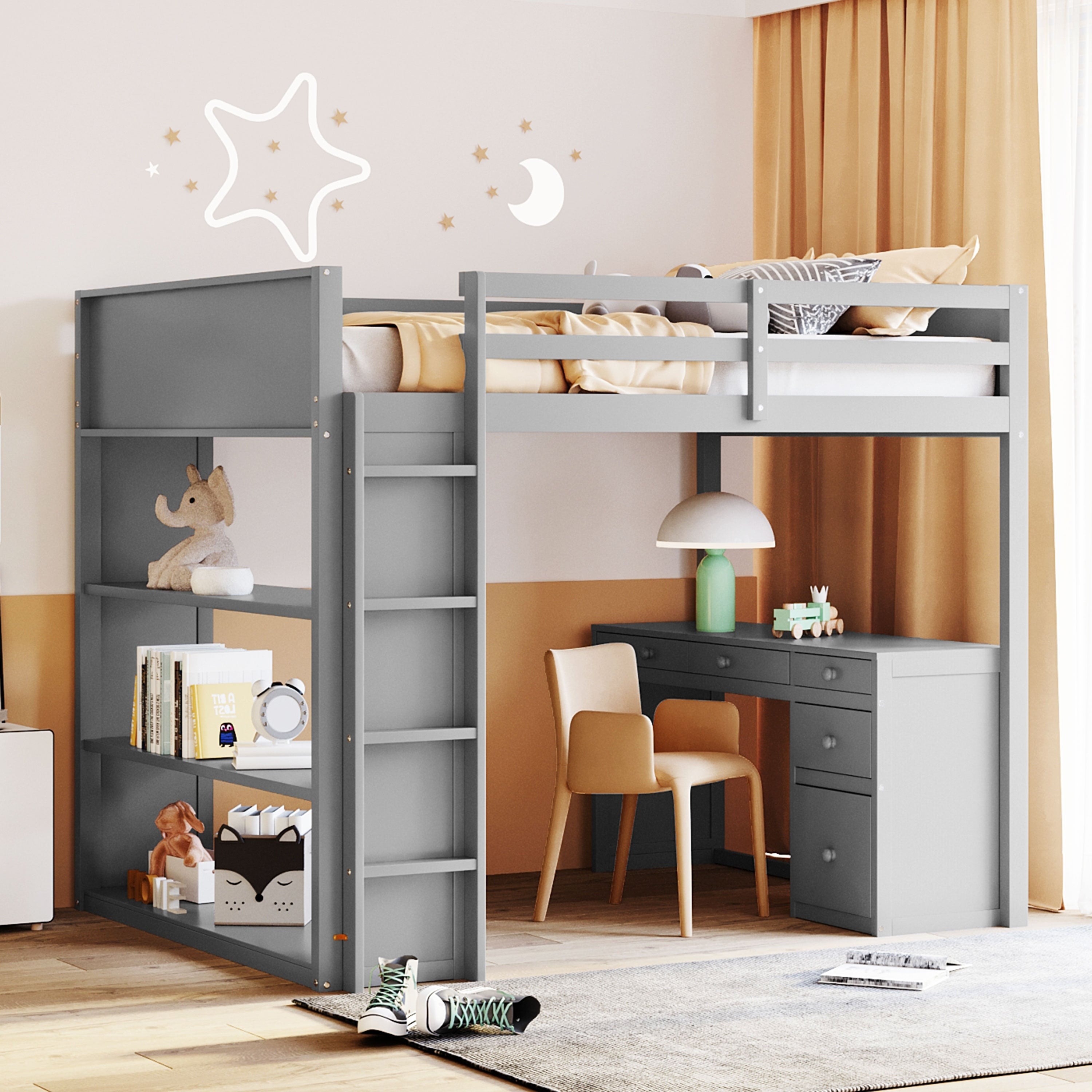 Full size loft bed with storage online