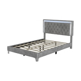 Full Size Upholstered Bed Frame with LED Lights