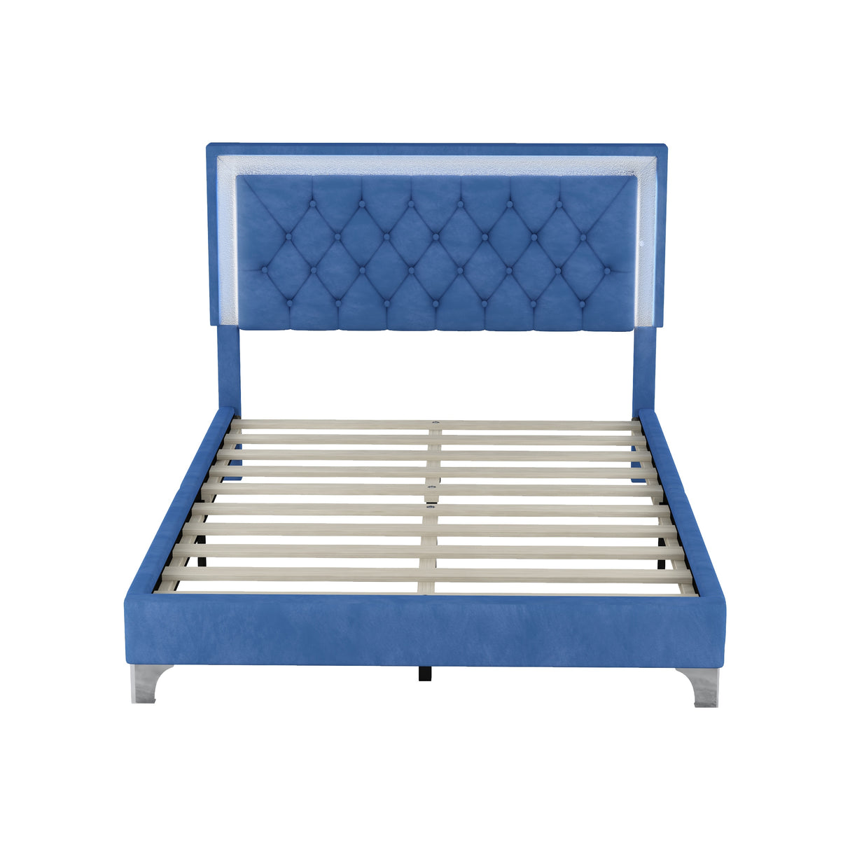 Full Size Upholstered Bed Frame with LED Lights