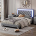 Full Size Upholstered Bed Frame with LED Lights