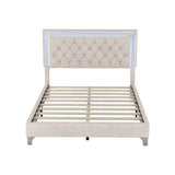 Full Size Upholstered Bed Frame with LED Lights